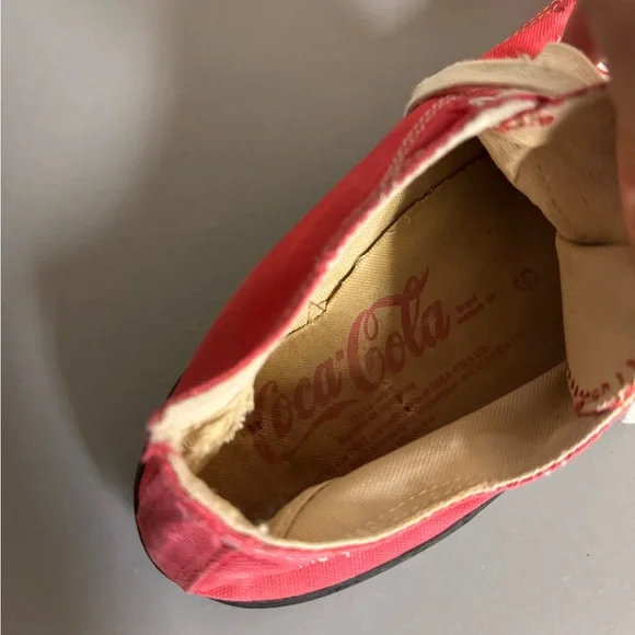 Vintage 80s Coca-Cola Canvas Sneakers Red Low-Top | Size 7 Retro Streetwear - Picture 11 of 11
